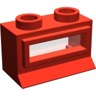 Lego okno 1x2x1 se sklem, červená (27bc01 RED)